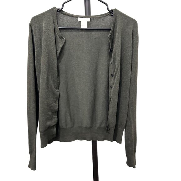 H&M Womens Basics Olive Green Button Up Cardigan Size S - Picture 1 of 8